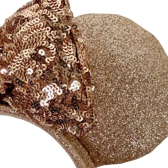 Disney Parks Minnie Mouse Rose Gold Ears Sequin Headband - Picture 2 of 3